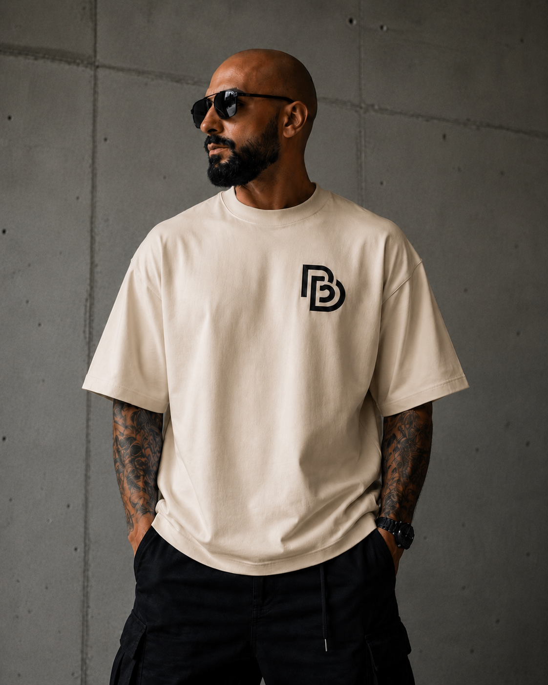 Oversized Tee · Beige — view 4